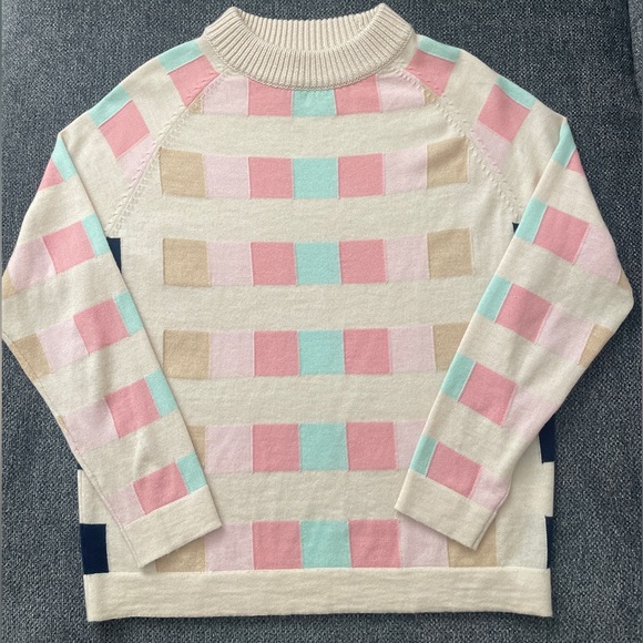 PAPER London pastel color block wool crewneck sweater - Picture 1 of 6